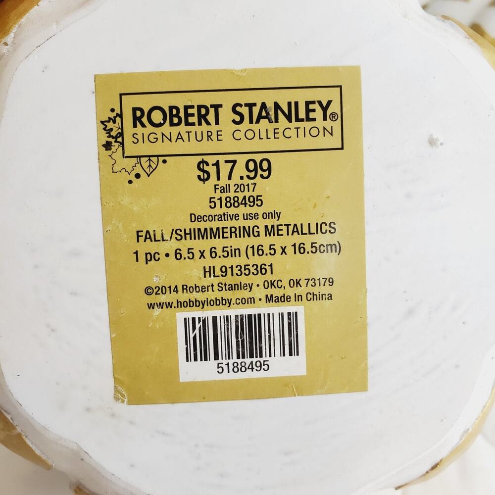 Robert Staley Signature Collection Fall Pumpkin 2 PC 6.5 X 6.5 White & Gold 2014 - Picture 4 of 8